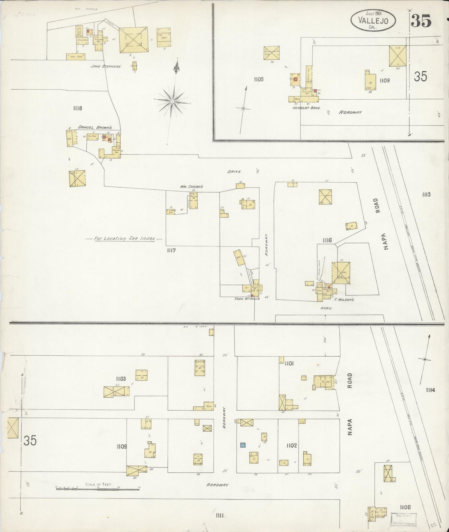 Sanborn Fire Insurance Map from Vallejo, Solano County, California (1901), Sheet #0035 - Complete Map Set gallery image, historic Sanborn map, vintage wall art, California California