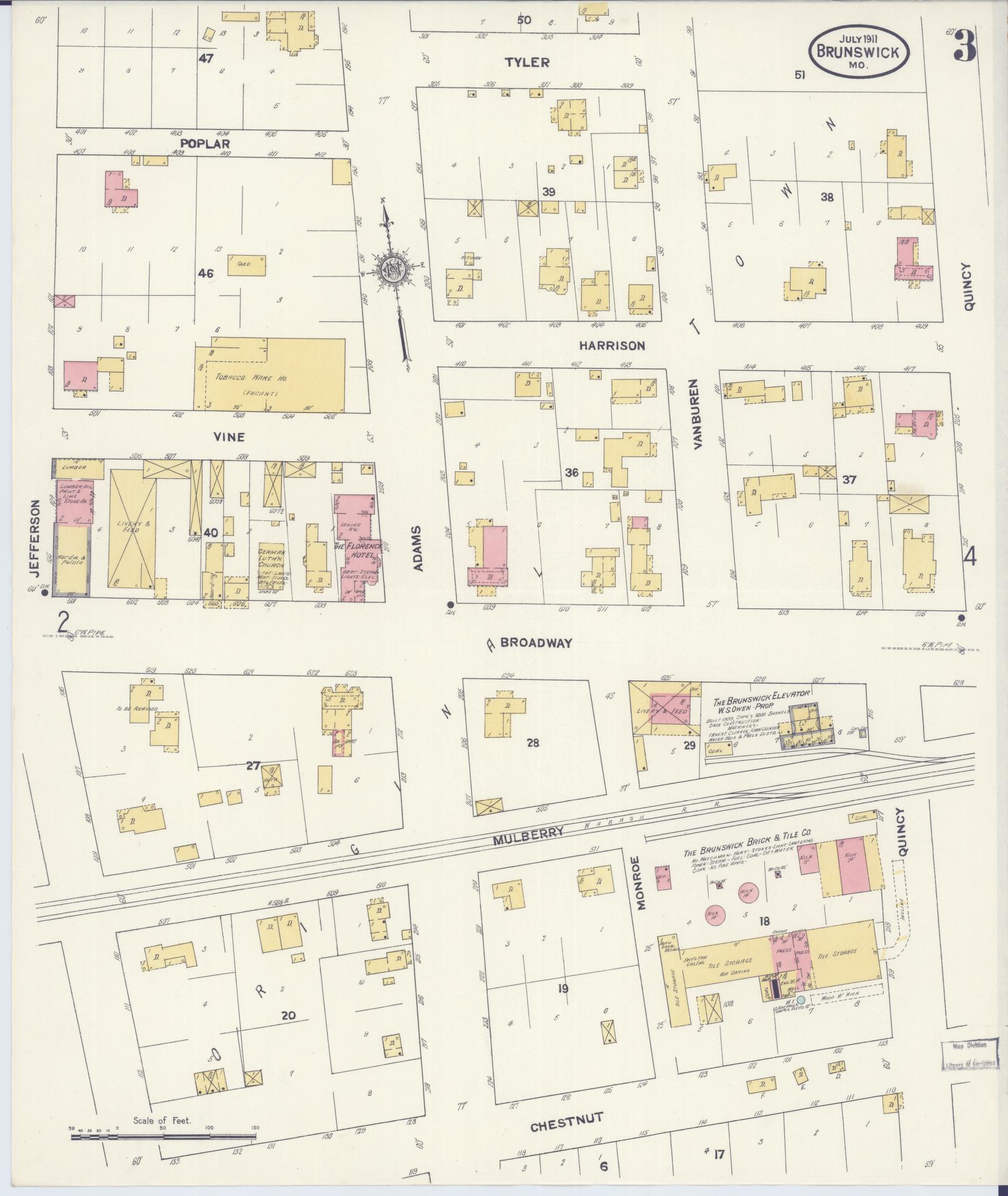 Sanborn Fire Insurance Map from Brunswick, Chariton County, Missouri (1911), Sheet #0003 - Complete Map Set gallery image, historic Sanborn map, vintage wall art, Missouri Missouri
