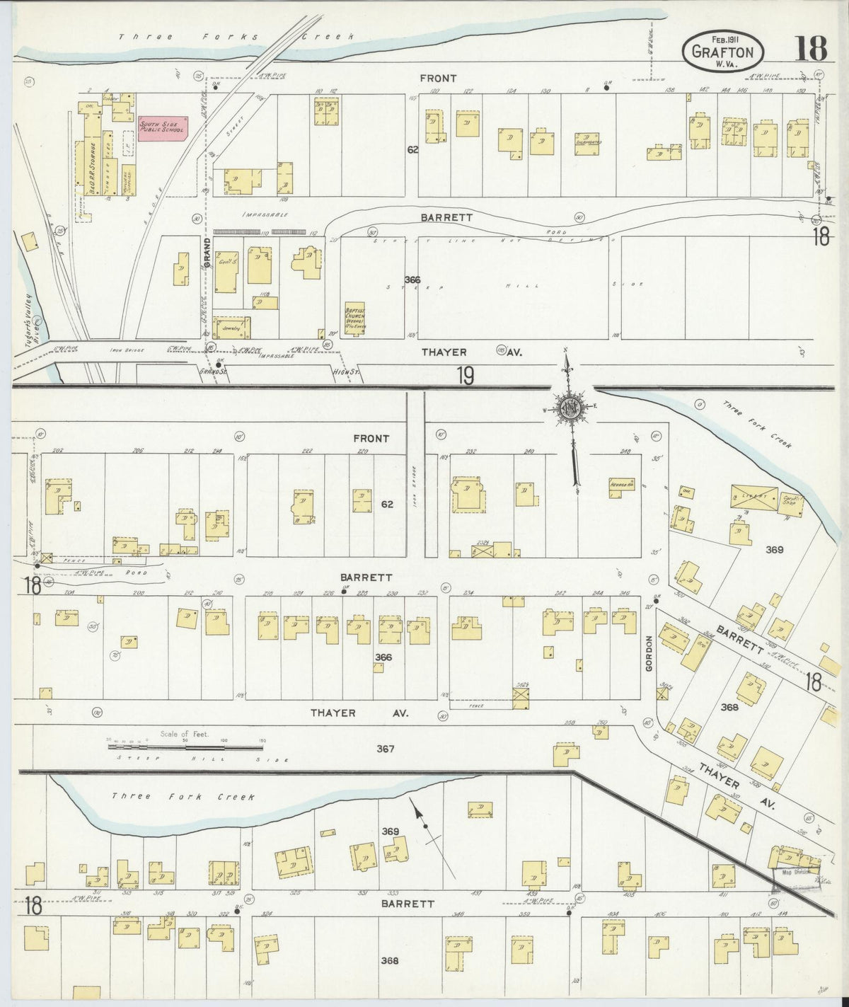 Sanborn Fire Insurance Map from Grafton, Taylor County, West Virginia (1911), Sheet #0018 - Complete Map Set gallery image, historic Sanborn map, vintage wall art, West Virginia West Virginia