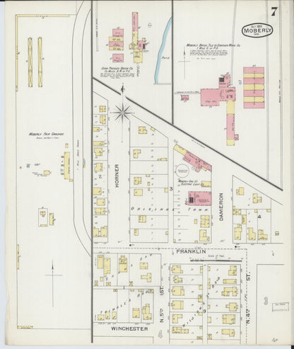 Sanborn Fire Insurance Map from Moberly, Randolph County, Missouri (1893), Sheet #0007 - Complete Map Set gallery image, historic Sanborn map, vintage wall art, Missouri Missouri