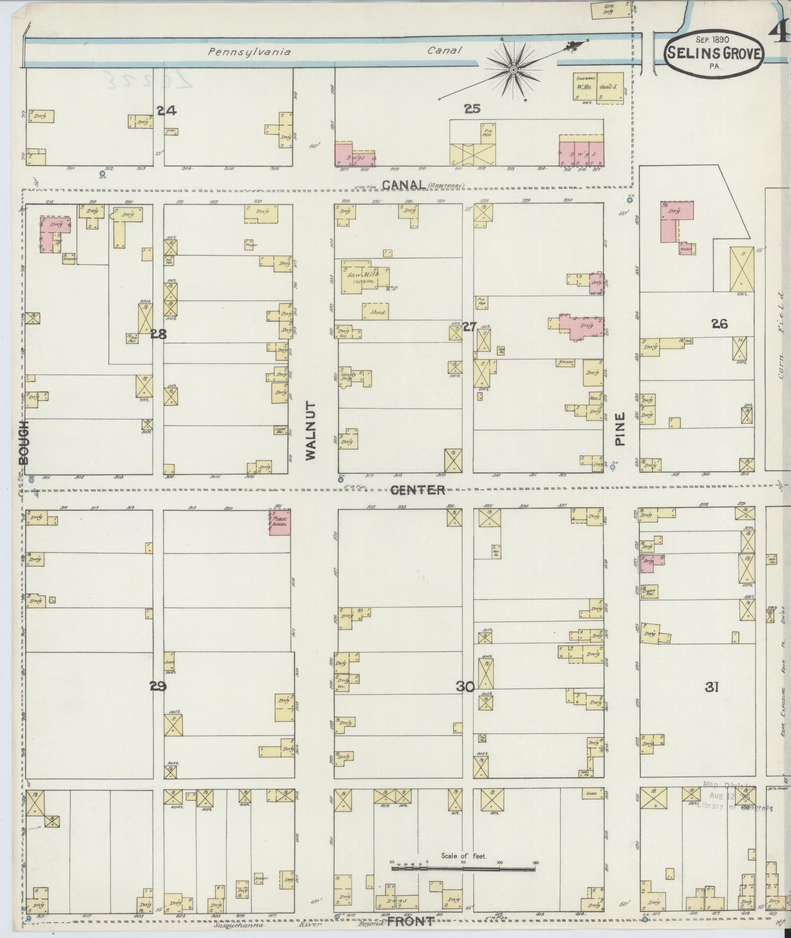 Sanborn Fire Insurance Map from Selins Grove, Snyder County, Pennsylvania (1890), Sheet #0004 - Complete Map Set gallery image, historic Sanborn map, vintage wall art, Pennsylvania Pennsylvania