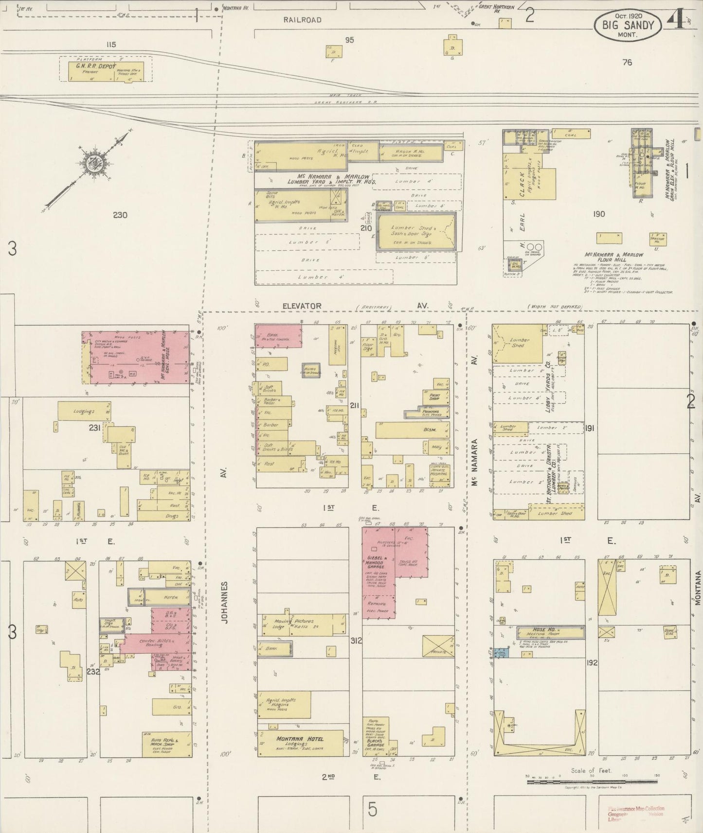 Sanborn Fire Insurance Map from Big Sandy, Chouteau County, Montana (1920), Sheet #0004 - Complete Map Set gallery image, historic Sanborn map, vintage wall art, Montana Montana