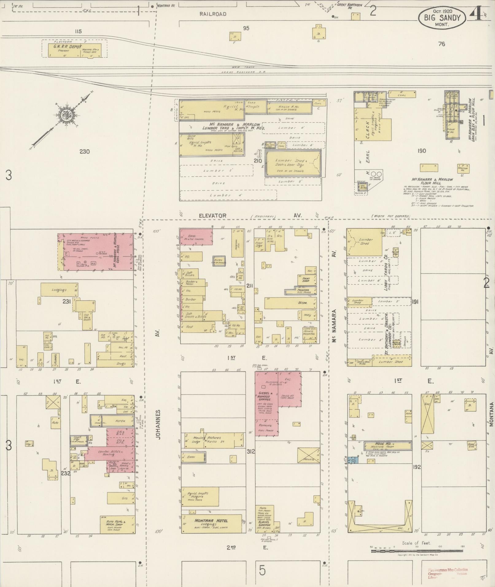 Sanborn Fire Insurance Map from Big Sandy, Chouteau County, Montana (1920), Sheet #0004 - Complete Map Set gallery image, historic Sanborn map, vintage wall art, Montana Montana