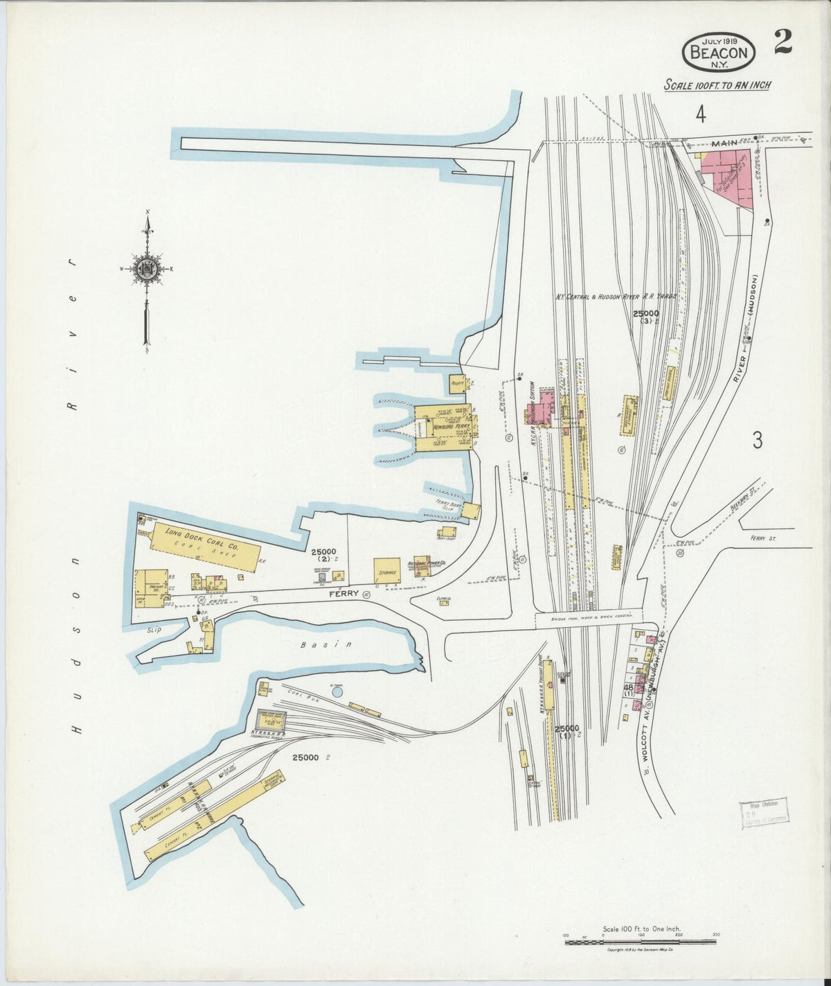 Sanborn Fire Insurance Map from Beacon, Dutchess County, New York (1919), Sheet #0002 - Complete Map Set gallery image, historic Sanborn map, vintage wall art, New York New York