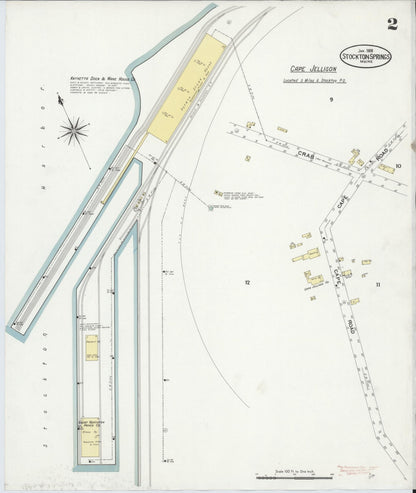 Sanborn Fire Insurance Map from Stockton Springs, Waldo County, Maine (1908), Sheet #0002 - Complete Map Set gallery image, historic Sanborn map, vintage wall art, Maine Maine