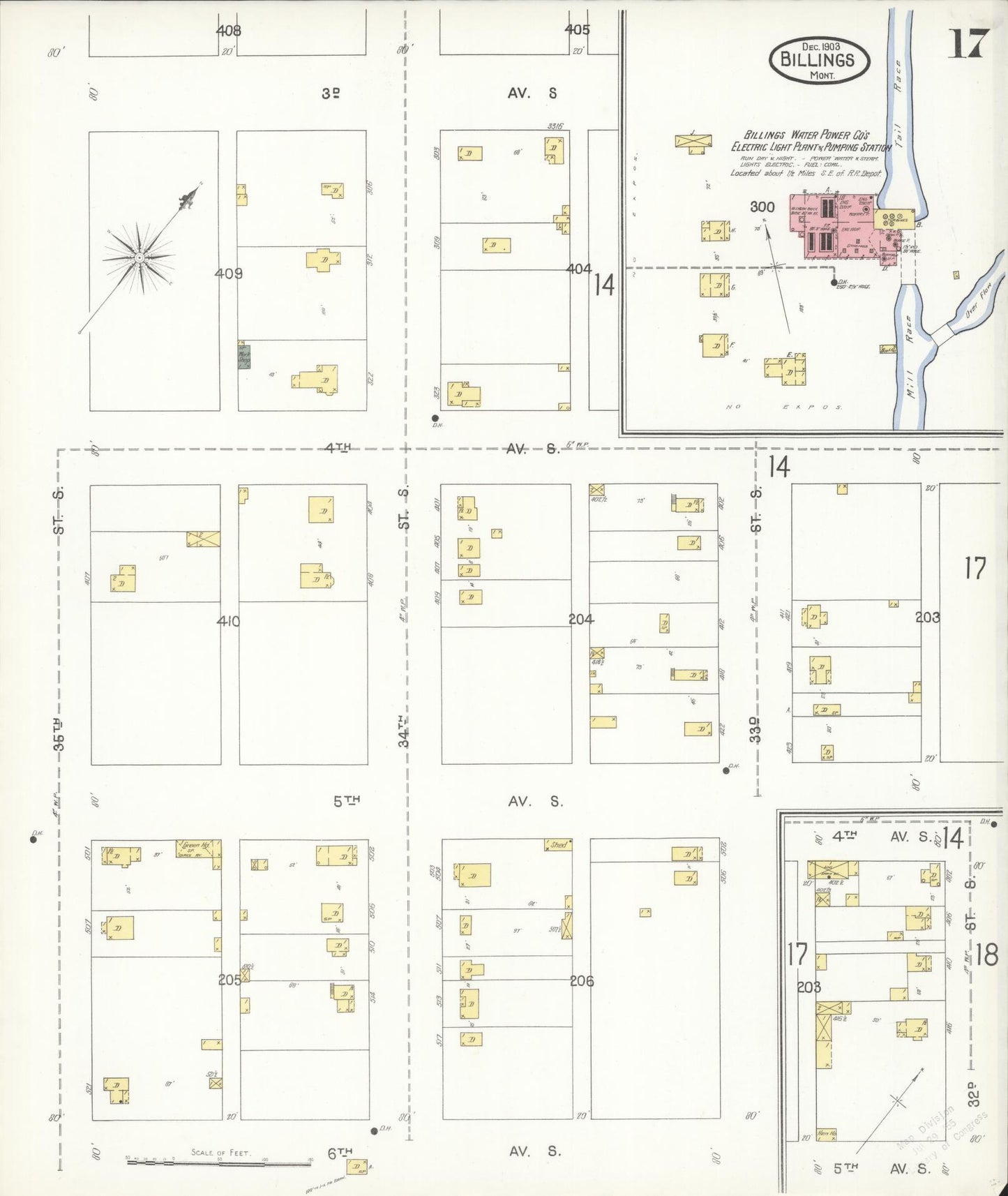 Sanborn Fire Insurance Map from Billings, Yellowstone County, Montana (1903), Sheet #0017 - Complete Map Set gallery image, historic Sanborn map, vintage wall art, Montana Montana