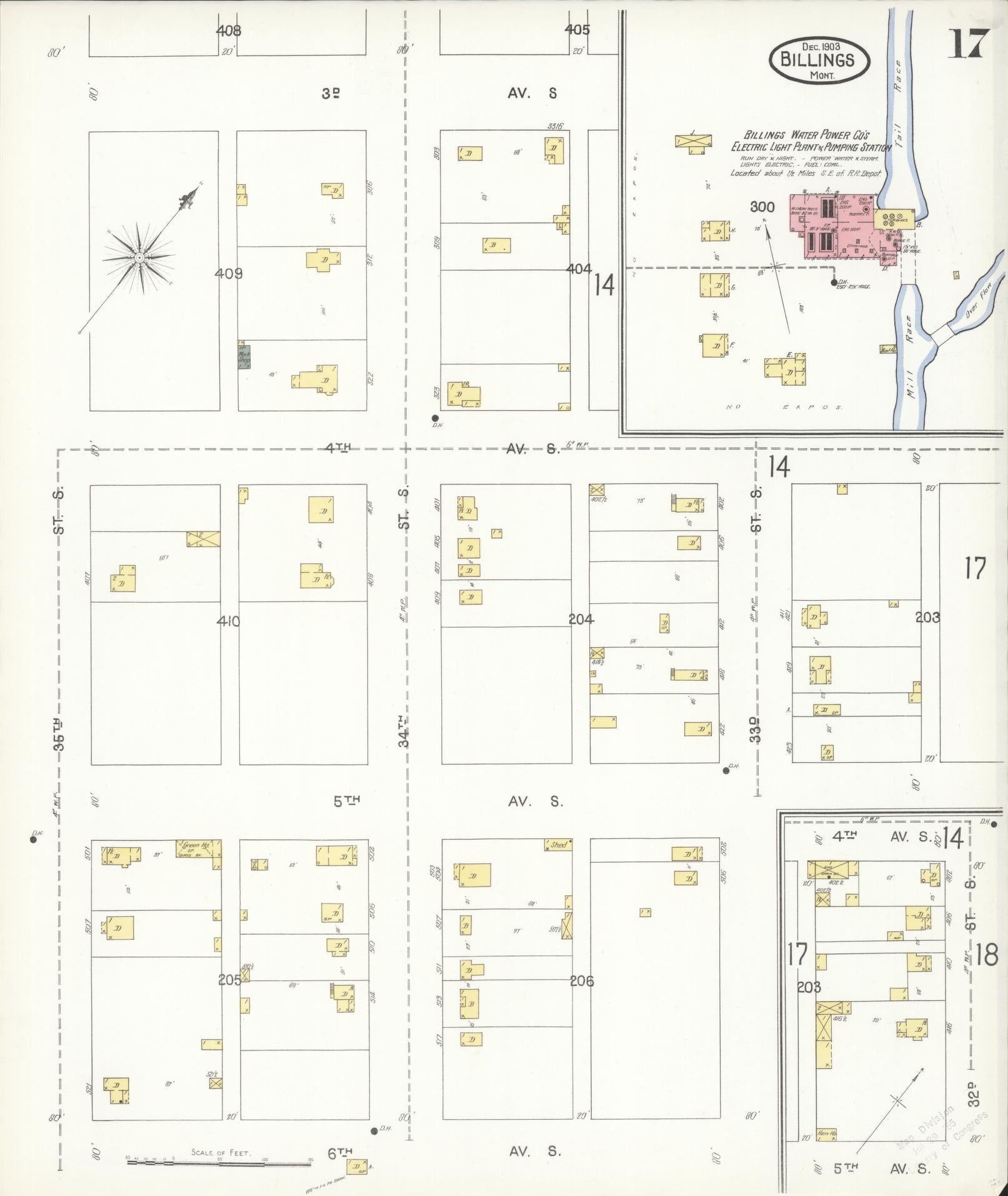 Sanborn Fire Insurance Map from Billings, Yellowstone County, Montana (1903), Sheet #0017 - Complete Map Set gallery image, historic Sanborn map, vintage wall art, Montana Montana