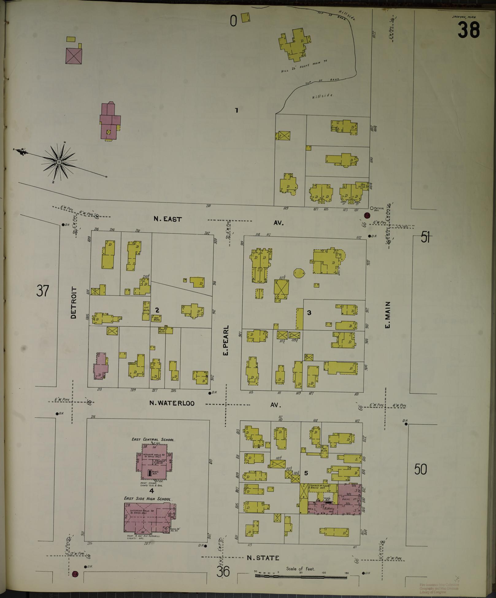 Sanborn Fire Insurance Map from Jackson, Jackson County, Michigan (1907), Sheet #0038 - Complete Map Set gallery image, historic Sanborn map, vintage wall art, Michigan Michigan
