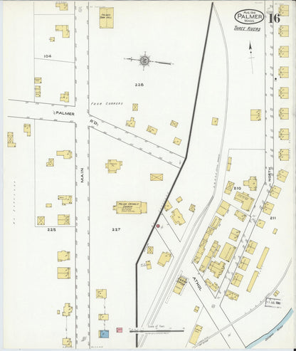 Sanborn Fire Insurance Map from Palmer, Hampden County, Massachusetts (1918), Sheet #0016 - Complete Map Set gallery image, historic Sanborn map, vintage wall art, Massachusetts Massachusetts