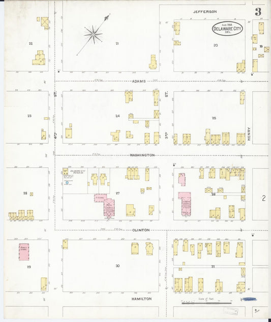 Sanborn Fire Insurance Map from Delaware City, New Castle County, Delaware (1904), Sheet #0003 - Historic Sanborn Fire Insurance Map Print, vintage old map wall art, antique decor, genealogy gift, Delaware Delaware map