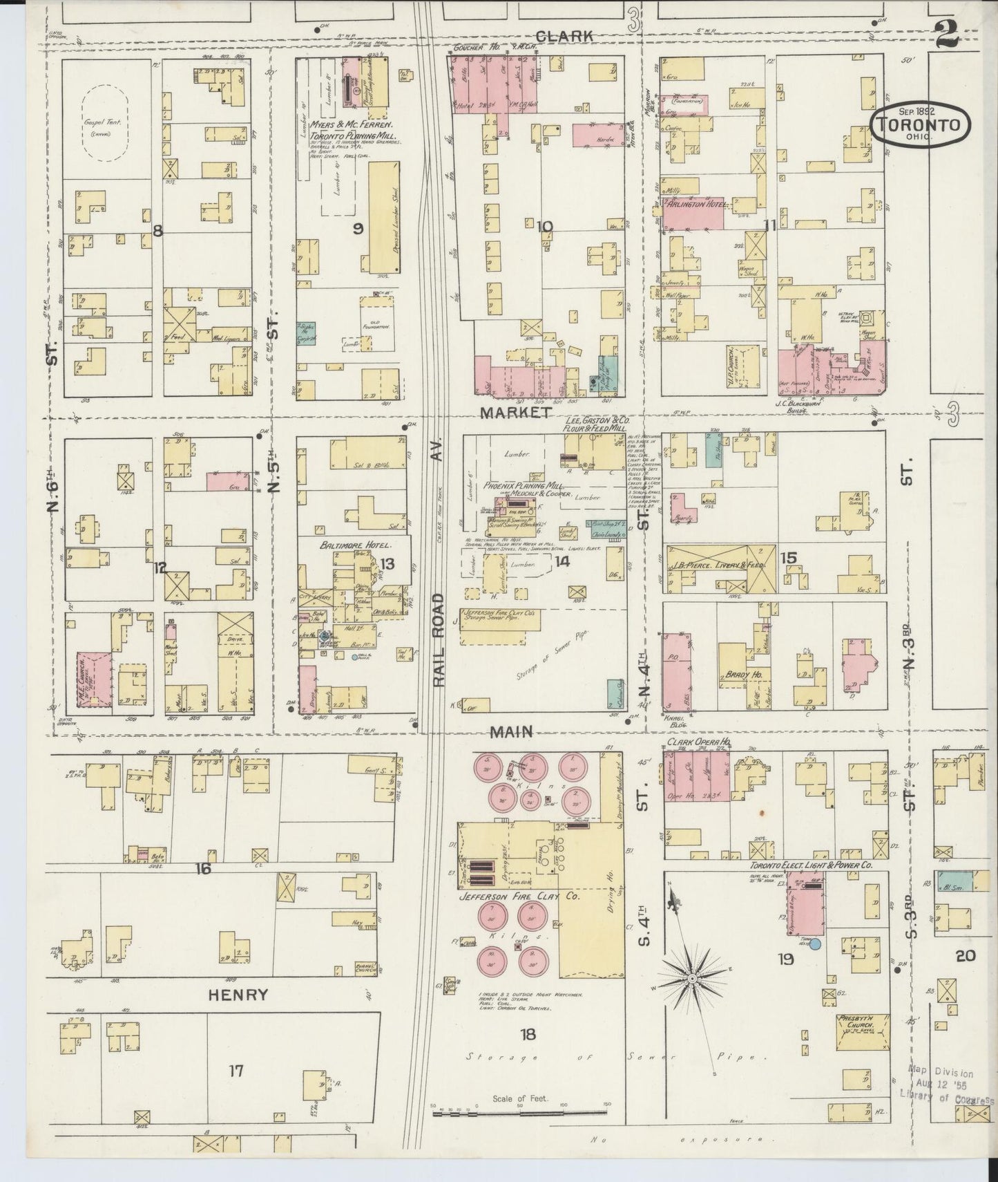 Sanborn Fire Insurance Map from Toronto, Jefferson County, Ohio (1892), Sheet #0002 - Complete Map Set gallery image, historic Sanborn map, vintage wall art, Ohio Ohio