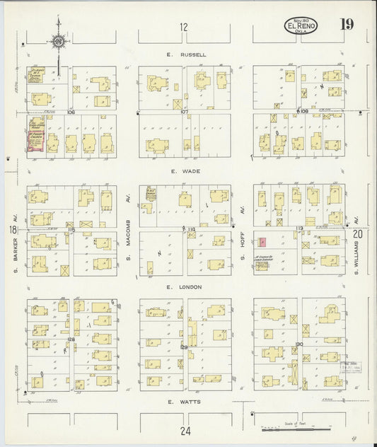 Sanborn Fire Insurance Map from El Reno, Canadian County, Oklahoma (1913), Sheet #0019 - Historic Sanborn Fire Insurance Map Print, vintage old map wall art, antique decor, genealogy gift, Oklahoma Oklahoma map