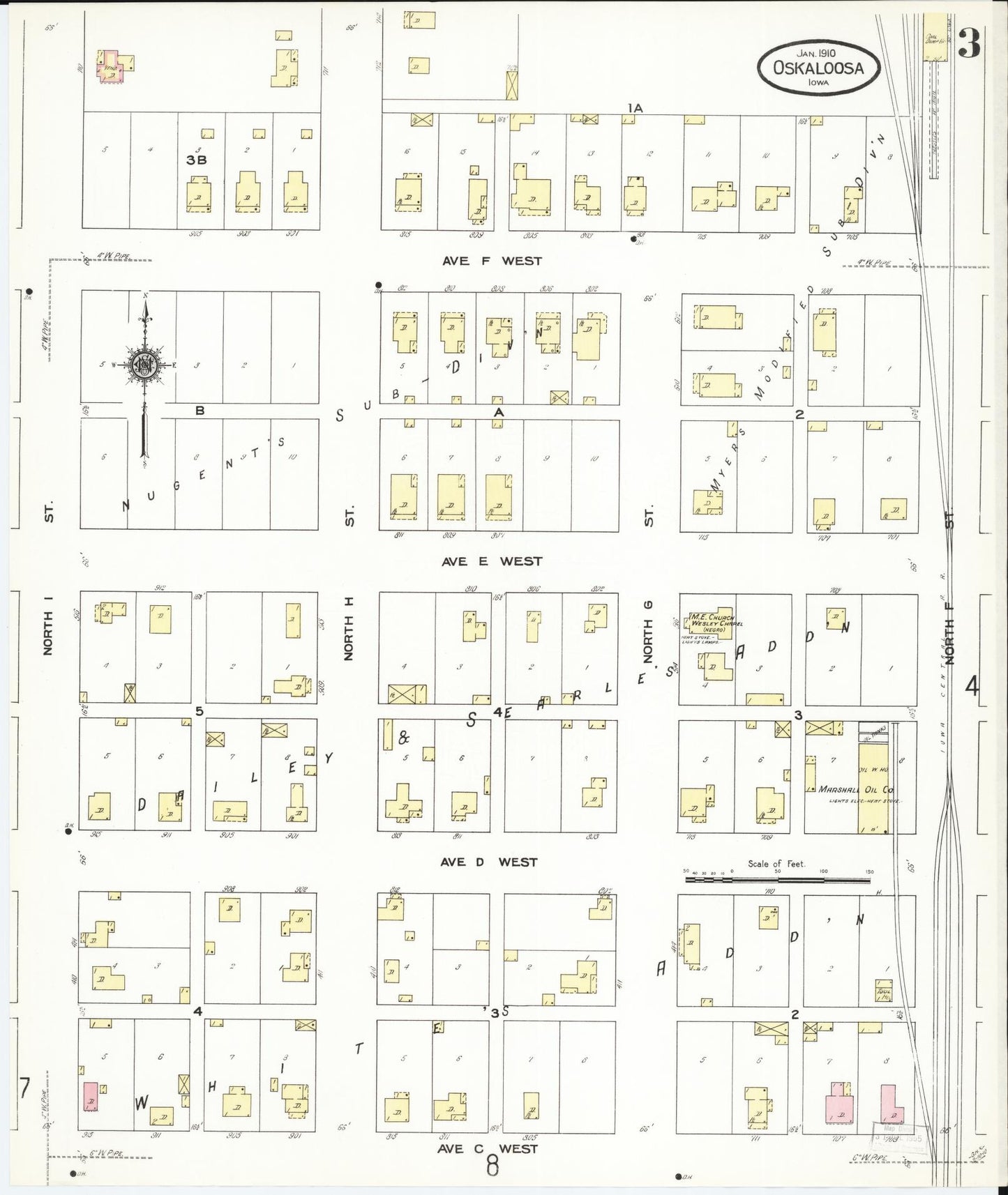 Sanborn Fire Insurance Map from Oskaloosa, Mahaska County, Iowa (1910), Sheet #0003 - Historic Sanborn Fire Insurance Map Print