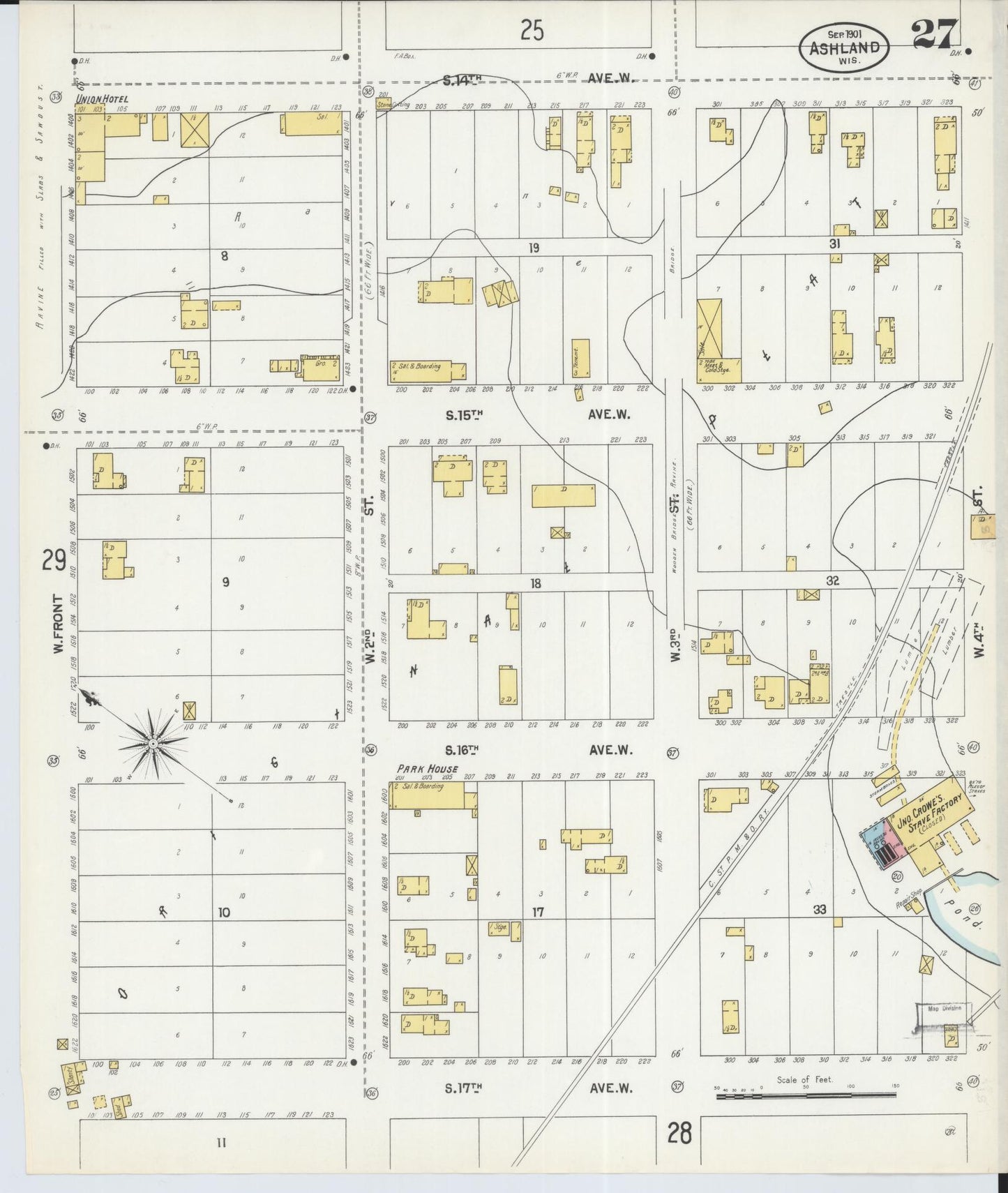 Sanborn Fire Insurance Map from Ashland, Ashland County, Wisconsin (1901), Sheet #0027 - Complete Map Set gallery image, historic Sanborn map, vintage wall art, Wisconsin Wisconsin