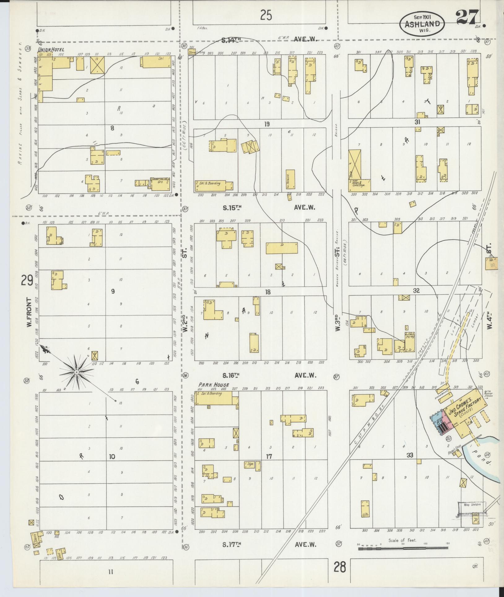 Sanborn Fire Insurance Map from Ashland, Ashland County, Wisconsin (1901), Sheet #0027 - Complete Map Set gallery image, historic Sanborn map, vintage wall art, Wisconsin Wisconsin
