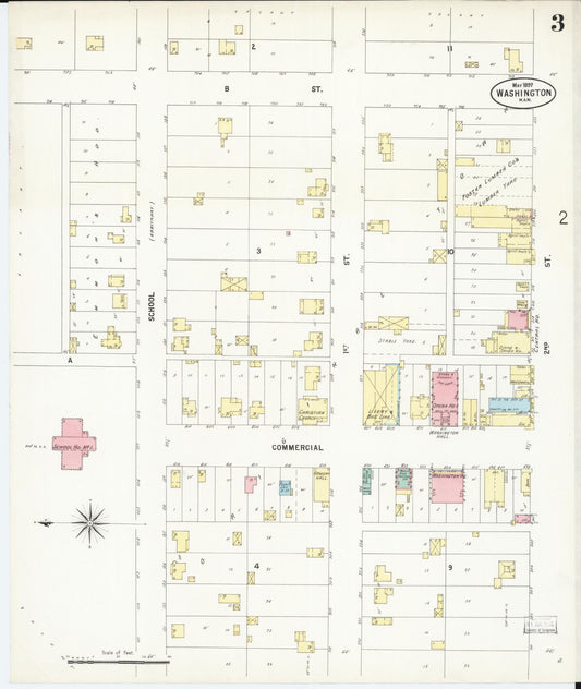 Sanborn Fire Insurance Map from Washington, Washington County, Kansas (1897), Sheet #0003 - Historic Sanborn Fire Insurance Map Print, vintage old map wall art, antique decor, genealogy gift, Kansas Kansas map