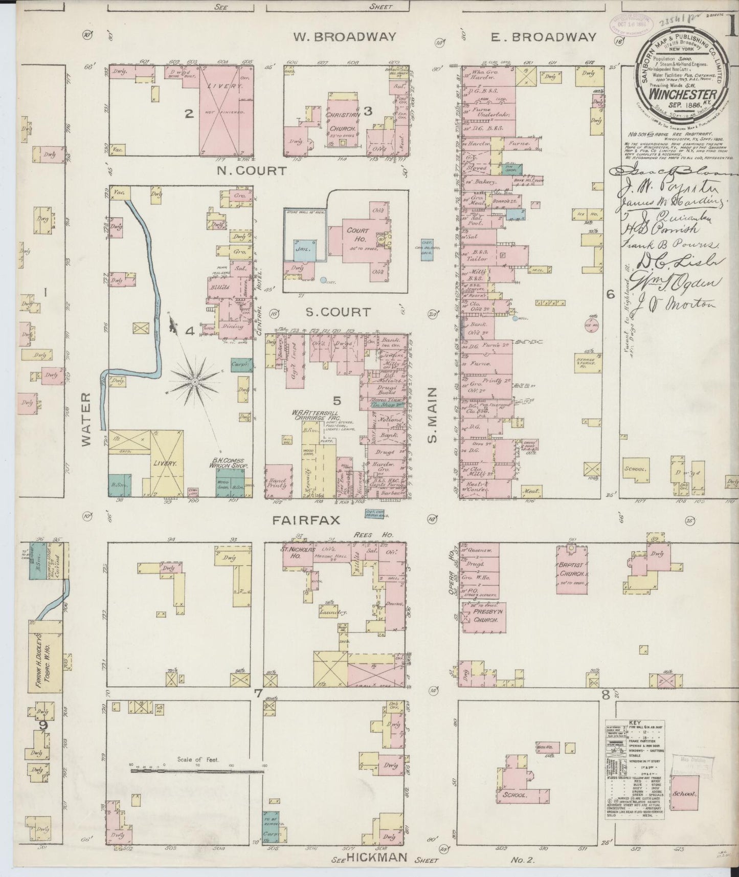 Sanborn Fire Insurance Map from Winchester, Clark County, Kentucky. (1886) – Historic Sanborn Fire Insurance Map Print