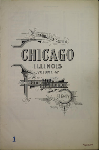 Sanborn Fire Insurance Map from Chicago, Cook County, Illinois (1947), Sheet #0001 - Historic Sanborn Fire Insurance Map Print, vintage old map wall art, antique decor, genealogy gift, Illinois Illinois map