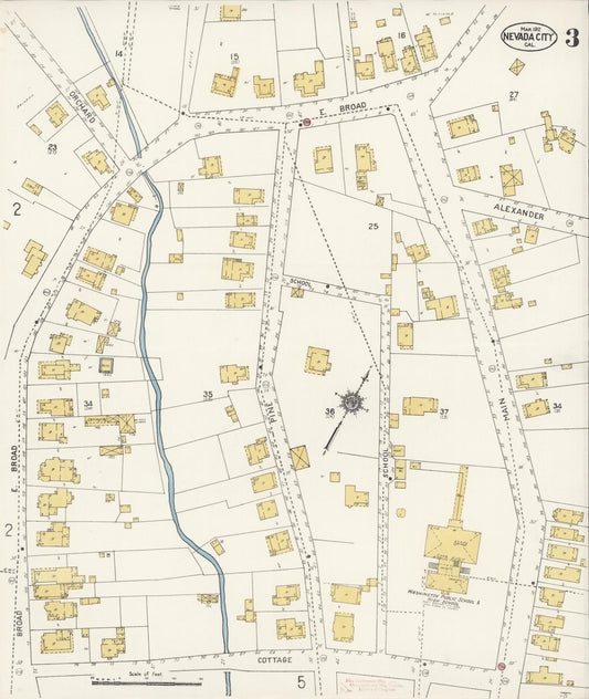 Sanborn Fire Insurance Map from Nevada City, Nevada County, California (1912), Sheet #0003 - Historic Sanborn Fire Insurance Map Print, vintage old map wall art, antique decor, genealogy gift, Nevada City Nevada map