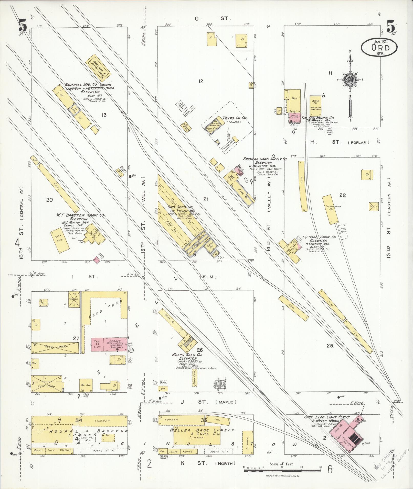Sanborn Fire Insurance Map from Ord, Valley County, Nebraska (1924), Sheet #0005 - Complete Map Set gallery image, historic Sanborn map, vintage wall art, Nebraska Nebraska