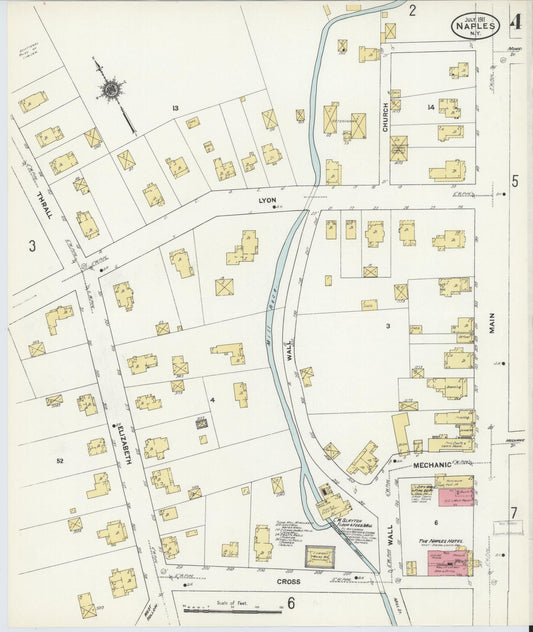 Sanborn Fire Insurance Map from Naples, Ontario County, New York (1911), Sheet #0004 - Historic Sanborn Fire Insurance Map Print, vintage old map wall art, antique decor, genealogy gift, New York New York map