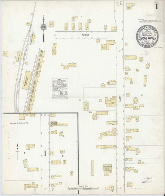 Sanborn Fire Insurance Map from Bridgewater, Aroostook County, Maine (1912), Sheet #0001 - Historic Sanborn Fire Insurance Map Print, vintage old map wall art, antique decor, genealogy gift, Maine Maine map