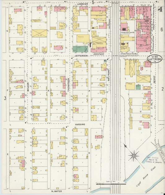 Sanborn Fire Insurance Map from Latrobe, Westmoreland County, Pennsylvania (1903), Sheet #0004 - Historic Sanborn Fire Insurance Map Print, vintage old map wall art, antique decor, genealogy gift, Pennsylvania Pennsylvania map