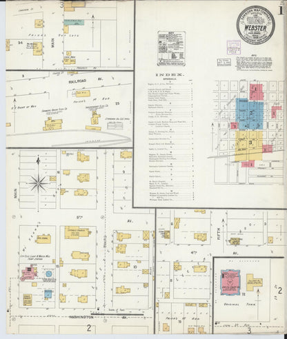 Sanborn Fire Insurance Map from Webster, Day County, South Dakota (1904), Sheet #0001 - Complete Map Set gallery image, historic Sanborn map, vintage wall art, South Dakota South Dakota