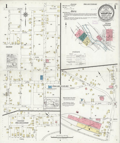 Sanborn Fire Insurance Map from Wampum, Lawrence County, Pennsylvania (1925), Sheet #0001 - Historic Sanborn Fire Insurance Map Print, vintage old map wall art, antique decor, genealogy gift, Pennsylvania Pennsylvania map