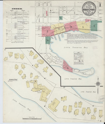 Sanborn Fire Insurance Map from Harbor Springs, Emmet County, Michigan (1912), Sheet #0001 - Complete Map Set gallery image, historic Sanborn map, vintage wall art, Michigan Michigan