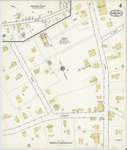 Sanborn Fire Insurance Map from Barnstable, Barnstable County, Massachusetts (1916), Sheet #0004 - Historic Sanborn Fire Insurance Map Print, vintage old map wall art, antique decor, genealogy gift, Massachusetts Massachusetts map