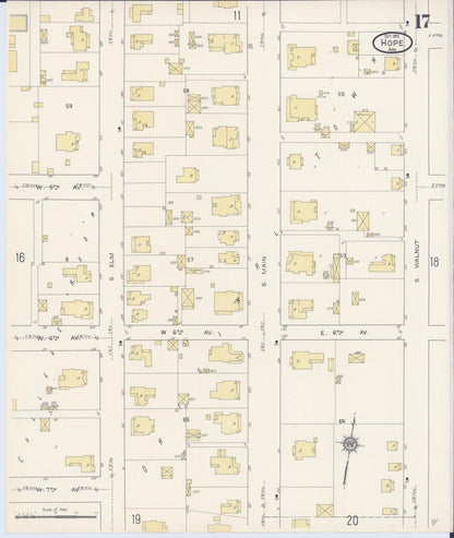 Sanborn Fire Insurance Map from Hope, Hempstead County, Arkansas (1913), Sheet #0017 - Complete Map Set gallery image, historic Sanborn map, vintage wall art, Arkansas Arkansas