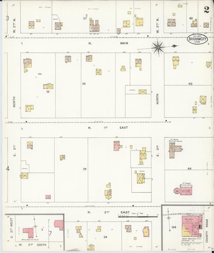Sanborn Fire Insurance Map from Brigham City, Box Elder County, Utah (1907), Sheet #0002 - Complete Map Set gallery image, historic Sanborn map, vintage wall art, Utah Utah