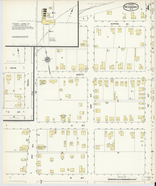 Sanborn Fire Insurance Map from Newberry, Alachua County, Florida (1913), Sheet #0004 - Historic Sanborn Fire Insurance Map Print, vintage old map wall art, antique decor, genealogy gift, Florida Florida map