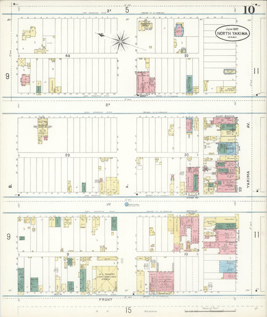 Sanborn Fire Insurance Map from North Yakima, Yakima County, Washington (1897), Sheet #0010 - Historic Sanborn Fire Insurance Map Print, vintage old map wall art, antique decor, genealogy gift, Washington Washington map