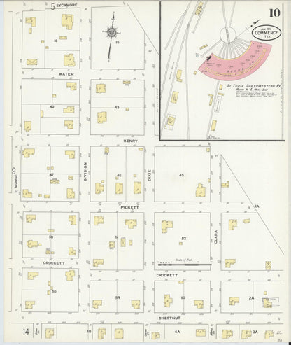 Sanborn Fire Insurance Map from Commerce, Hunt County, Texas (1911), Sheet #0010 - Complete Map Set gallery image, historic Sanborn map, vintage wall art, Texas Texas