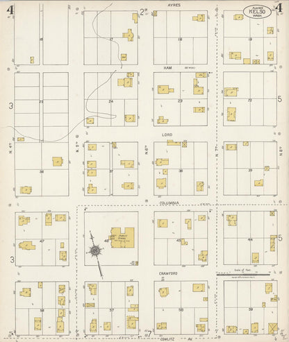 Sanborn Fire Insurance Map from Kelso, Cowlitz County, Washington (1923), Sheet #0004 - Complete Map Set gallery image, historic Sanborn map, vintage wall art, Washington Washington