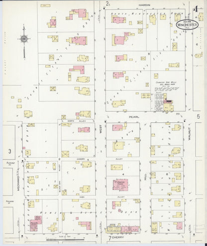 Sanborn Fire Insurance Map from Winchester, Scott County, Illinois (1914), Sheet #0004 - Historic Sanborn Fire Insurance Map Print, vintage old map wall art, antique decor, genealogy gift, Illinois Illinois map