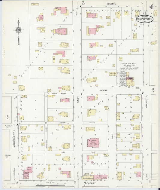 Sanborn Fire Insurance Map from Winchester, Scott County, Illinois (1914), Sheet #0004 - Historic Sanborn Fire Insurance Map Print, vintage old map wall art, antique decor, genealogy gift, Illinois Illinois map