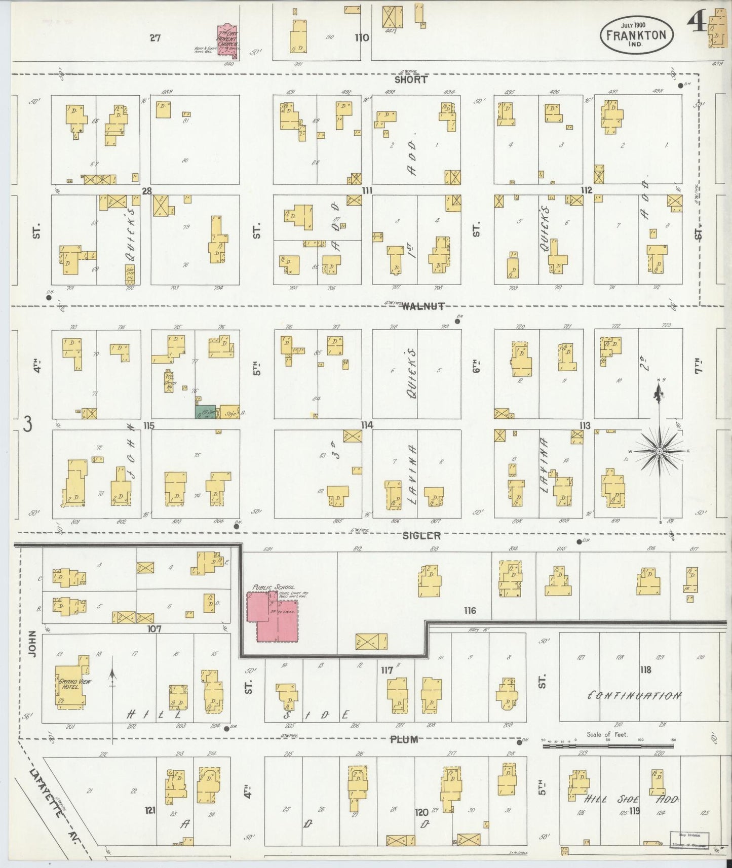 Sanborn Fire Insurance Map from Frankton, Madison County, Indiana (1900), Sheet #0004 - Complete Map Set gallery image, historic Sanborn map, vintage wall art, Indiana Indiana