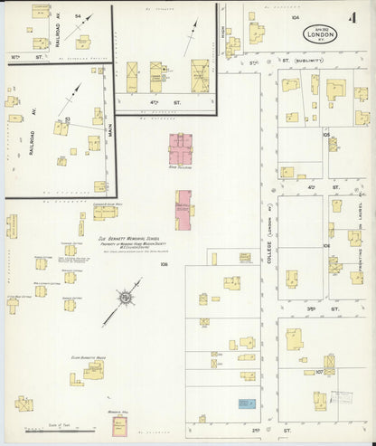 Sanborn Fire Insurance Map from London, Laurel County, Kentucky (1912), Sheet #0004 - Complete Map Set gallery image, historic Sanborn map, vintage wall art, Kentucky Kentucky