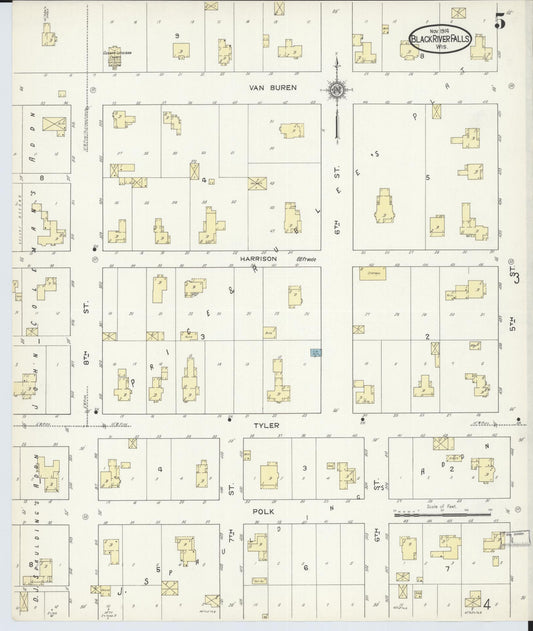 Sanborn Fire Insurance Map from Black River Falls, Jackson County, Wisconsin (1914), Sheet #0005 - Historic Sanborn Fire Insurance Map Print, vintage old map wall art, antique decor, genealogy gift, Wisconsin Wisconsin map