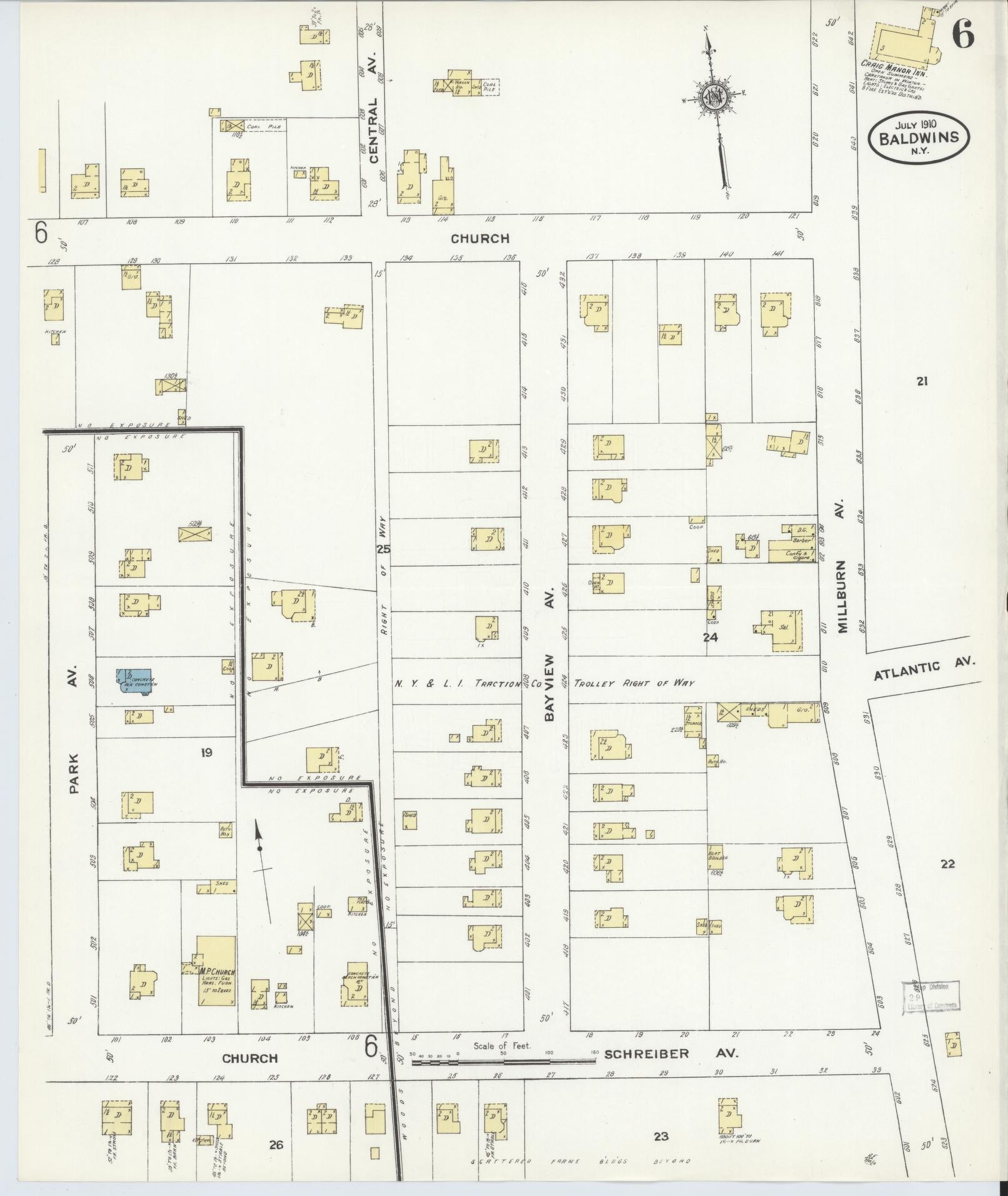 Sanborn Fire Insurance Map from Baldwin, Nassau County, New York (1910), Sheet #0006 - Complete Map Set gallery image, historic Sanborn map, vintage wall art, New York New York