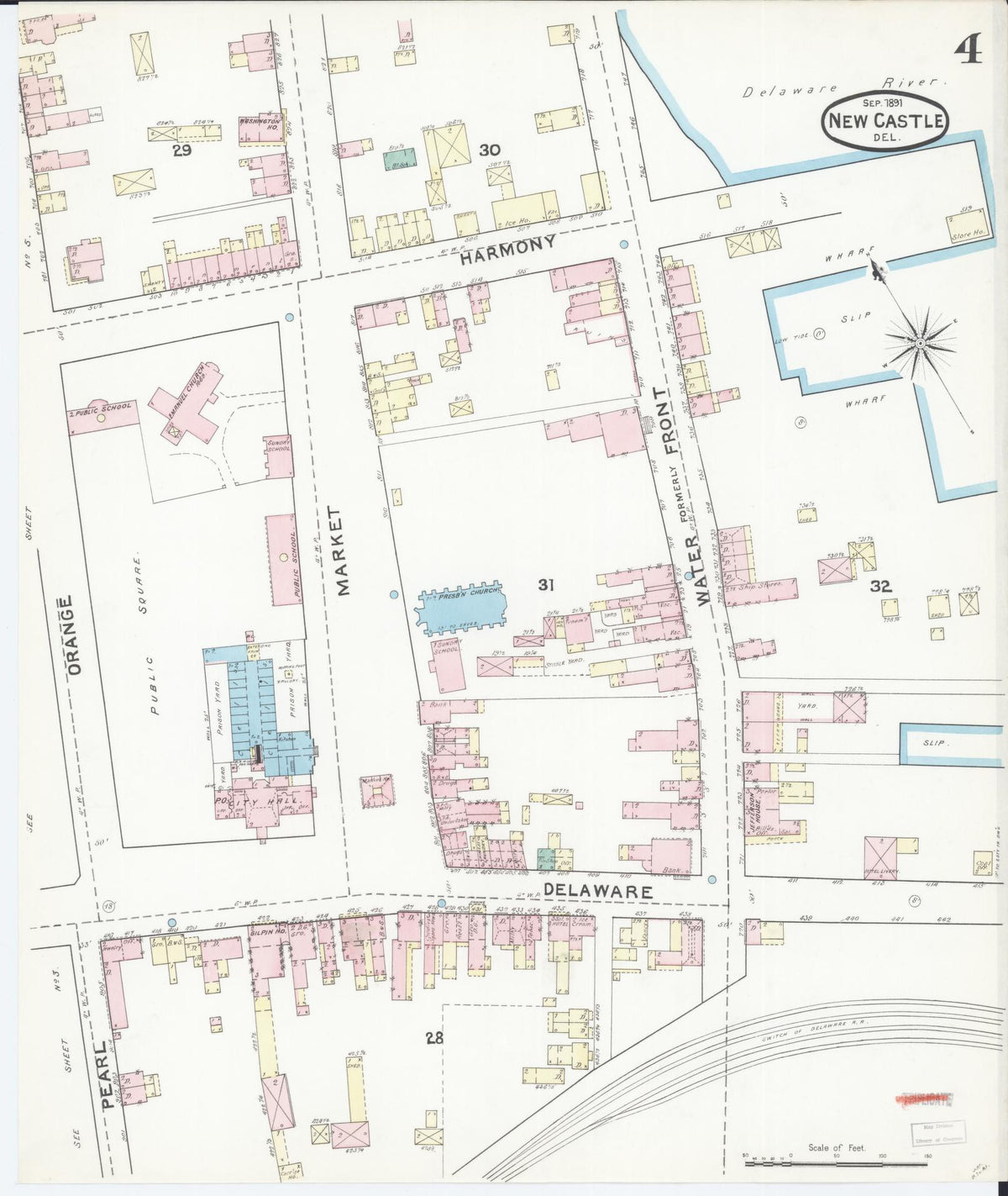 Sanborn Fire Insurance Map from New Castle, New Castle County, Delaware (1891), Sheet #0004 - Complete Map Set gallery image, historic Sanborn map, vintage wall art, Delaware Delaware