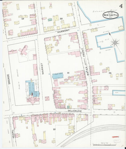 Sanborn Fire Insurance Map from New Castle, New Castle County, Delaware (1891), Sheet #0004 - Complete Map Set gallery image, historic Sanborn map, vintage wall art, Delaware Delaware