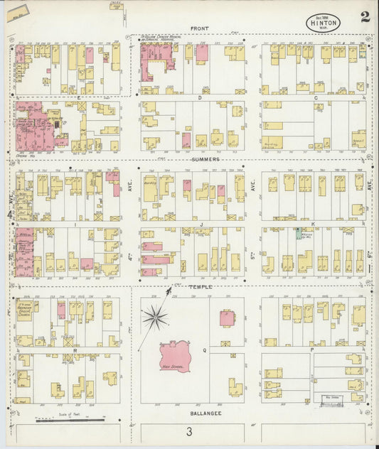 Sanborn Fire Insurance Map from Hinton, Summer County, West Virginia (1898), Sheet #0002 - Historic Sanborn Fire Insurance Map Print, vintage old map wall art, antique decor, genealogy gift, West Virginia West Virginia map