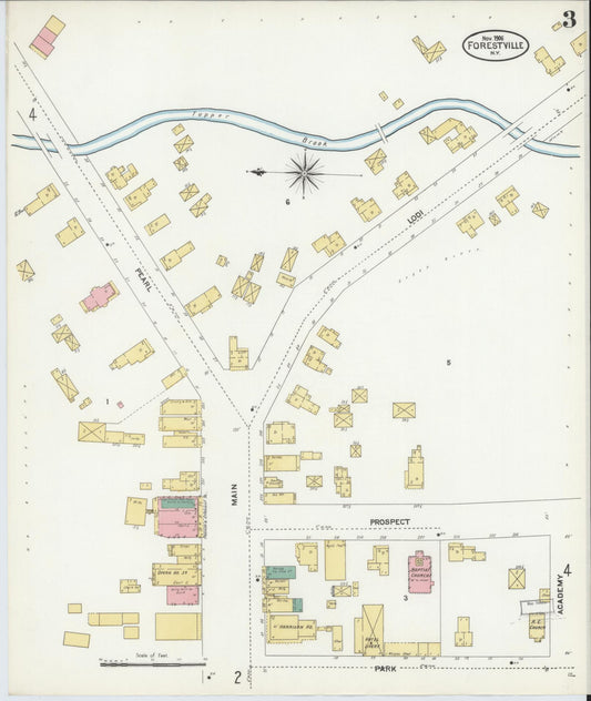 Sanborn Fire Insurance Map from Forestville, Chautauqua County, New York (1906), Sheet #0003 - Historic Sanborn Fire Insurance Map Print, vintage old map wall art, antique decor, genealogy gift, New York New York map