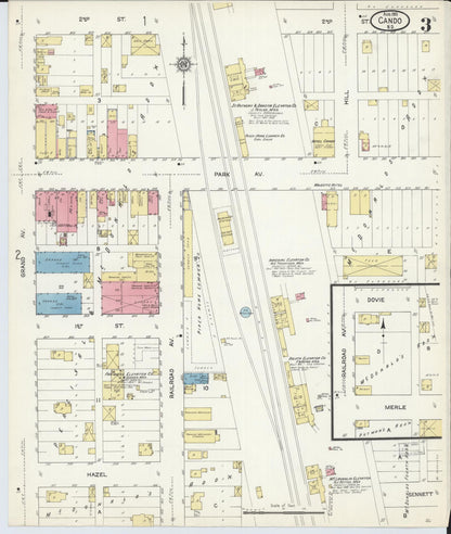 Sanborn Fire Insurance Map from Cando, Towner County, North Dakota (1913), Sheet #0003 - Complete Map Set gallery image, historic Sanborn map, vintage wall art, North Dakota North Dakota