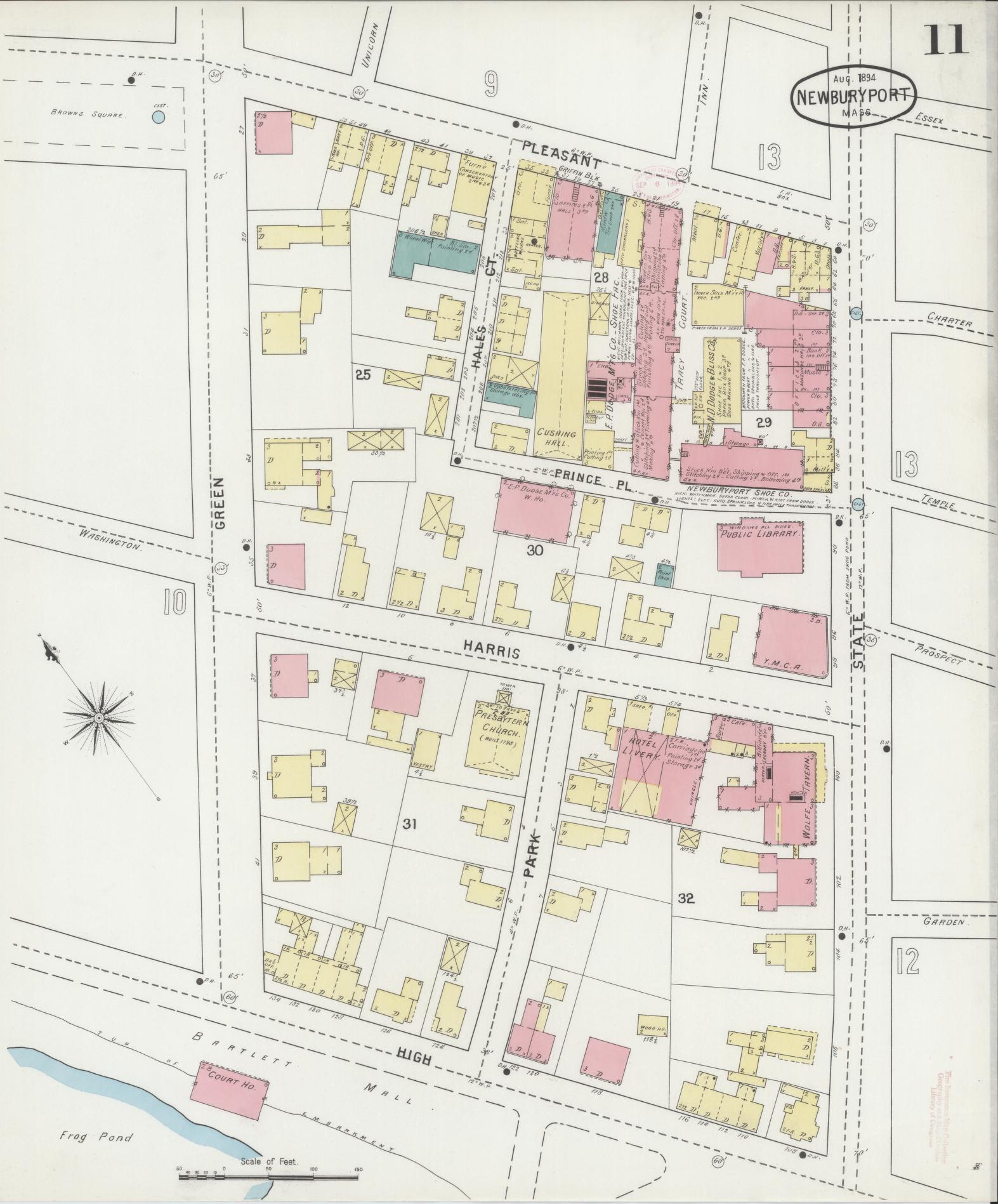 Sanborn Fire Insurance Map from Newburyport, Essex County, Massachusetts (1894), Sheet #0011 - Complete Map Set gallery image, historic Sanborn map, vintage wall art, Massachusetts Massachusetts