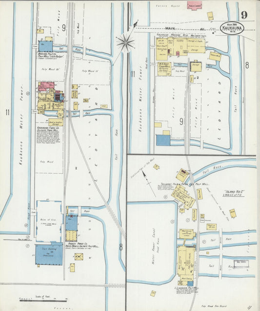 Sanborn Fire Insurance Map from Kaukauna, Outagamie County, Wisconsin (1906), Sheet #0009 - Historic Sanborn Fire Insurance Map Print, vintage old map wall art, antique decor, genealogy gift, Wisconsin Wisconsin map